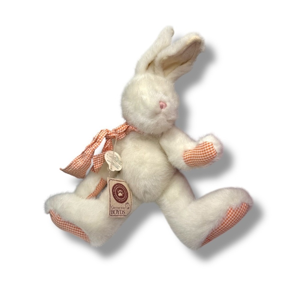 Boyds Bears NWT Tangerine Thumpster Plush Bunny Orange‎ Gingham Toy